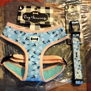 Woof Dog harness with matching collar Large